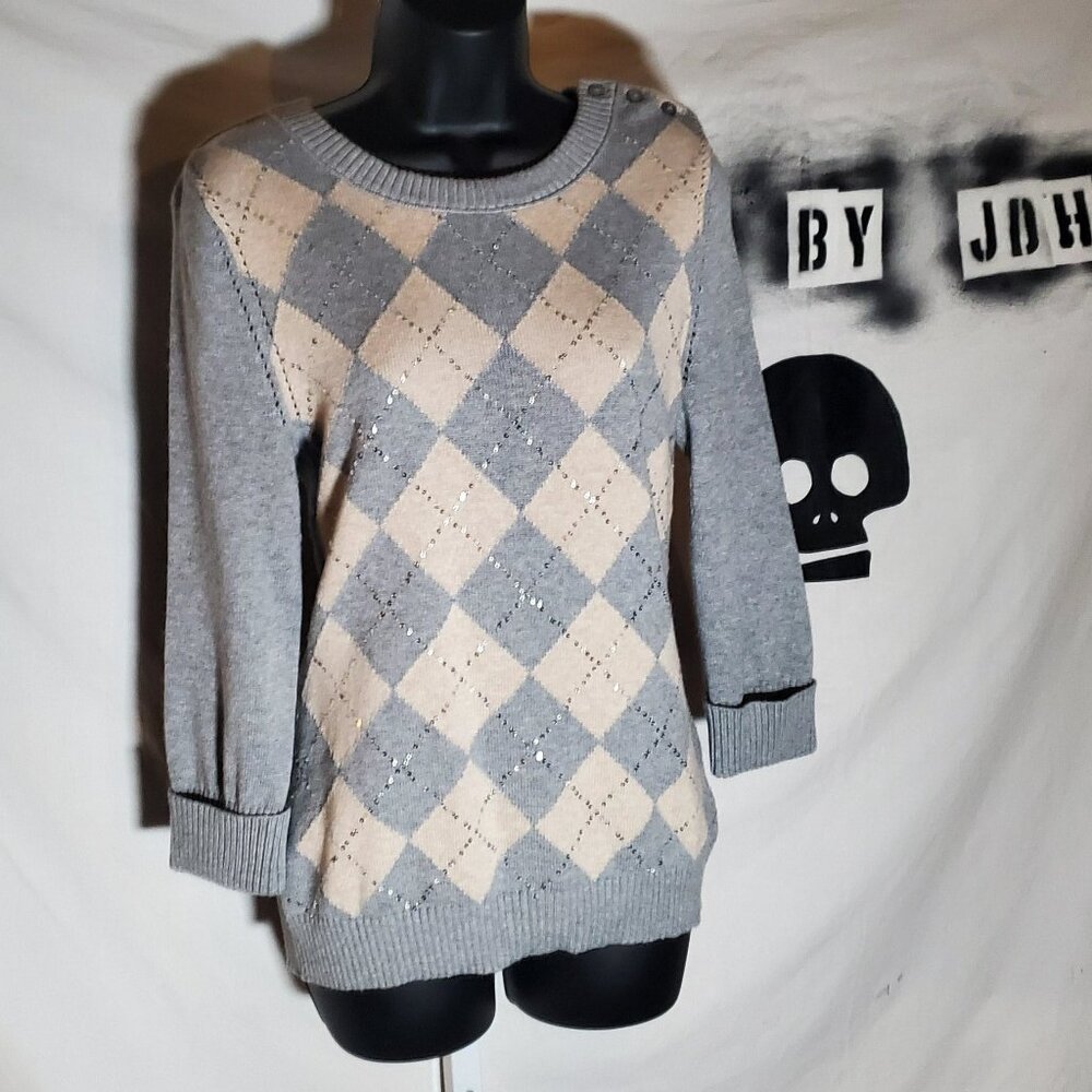 Banana Republic argyle sweater with Sequin Size Medium - Picture 2 of 16